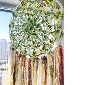 30cm Handmade Large Dream Catcher Green White Brown Boho Dreamcatcher